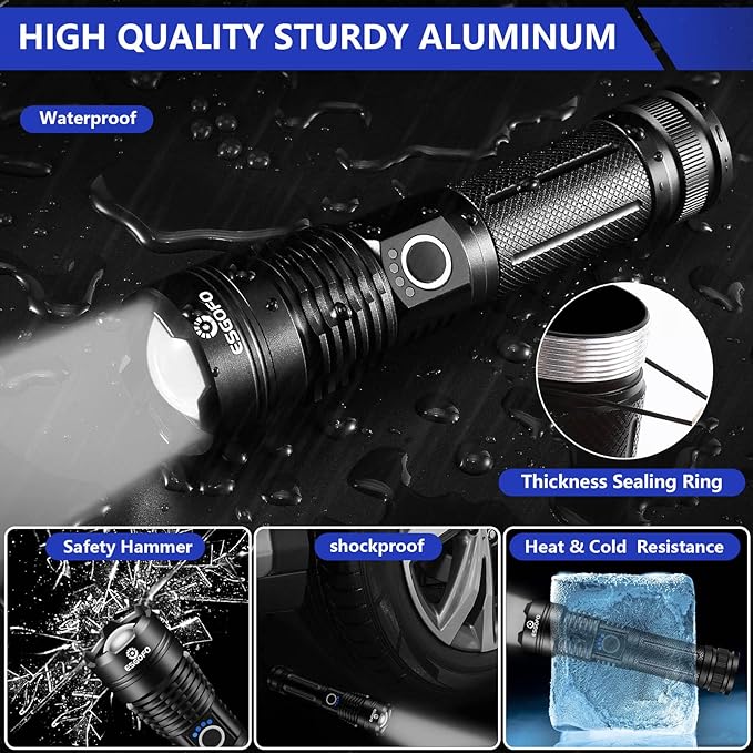 Esgofo Flashlights High Lumens 100000 Rechargeable, Super Bright Handheld LED - Image 6