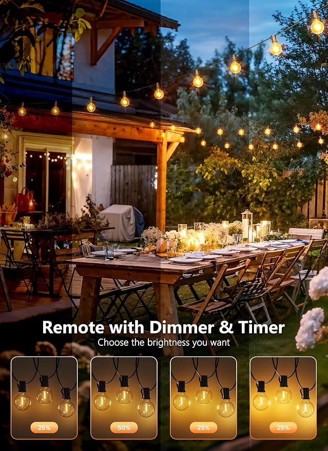 Brightown Outdoor String Lights, 100FT Shatterproof LED Patio Lights - Image 2