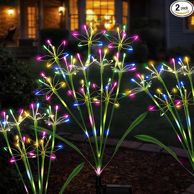 Solar Garden Lights Outdoor: Waterproof 2-Pack DIY Decorative Firework Lights by Unknown