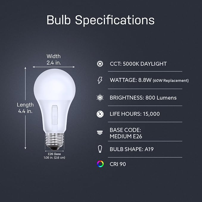 Feit Electric LED Dusk-to-Dawn Light Bulb, A19 60W Equivalent, Non-Dimmable - Image 3