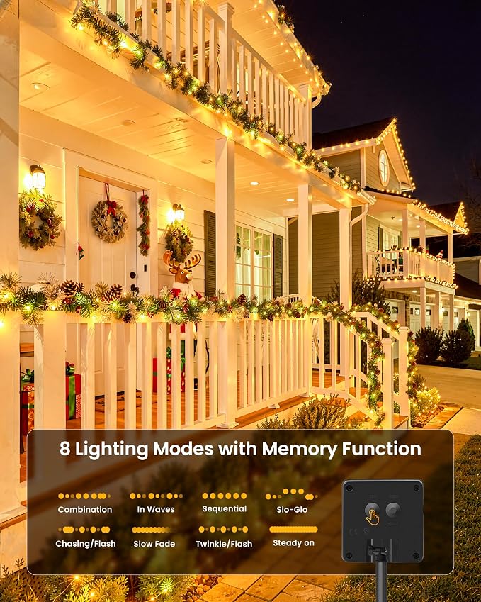 Minetom 4 Pack Solar String Lights, Total 132Ft 400 LED Solar Fairy Lights - Image 3