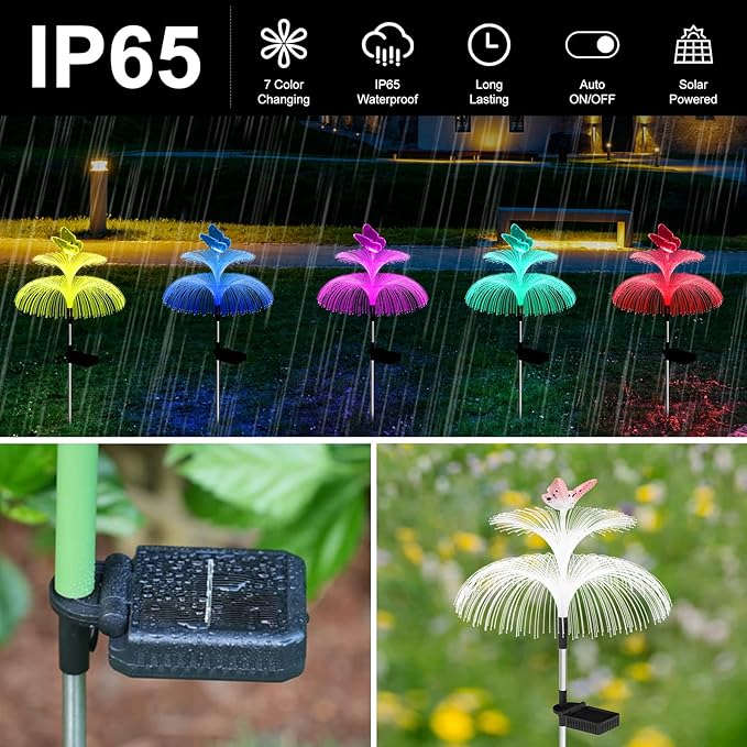 Weepong Solar Garden Lights Waterproof 3 Pack Solar Lights Outdoor Decorative 7 - Image 3