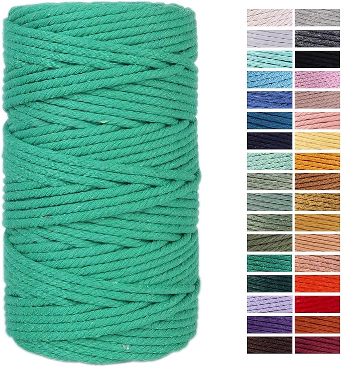 Green Macrame Cord 4mm x 109Yards, Colored Cotton Rope Craft Cord Colorful by AestheticDesignforYou