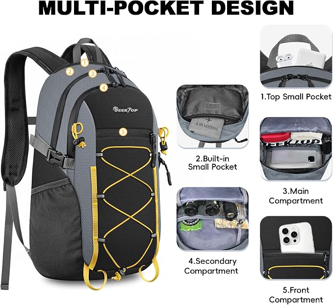 Seektop 20L Foldable Waterproof Hiking Backpack, Ultralight Small Lightweight - Image 4