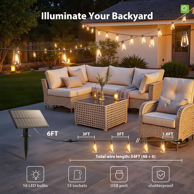 KYY 54FT Solar String Lights Outdoor Waterproof - Image 3