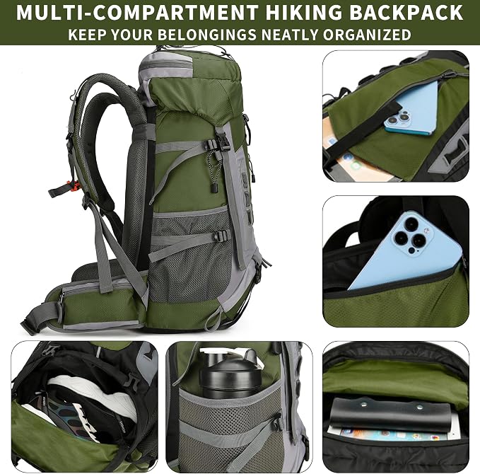 75L Hiking Backpack with Rain Cover Waterproof Camping Backpack Shoes Warehouse - Image 5