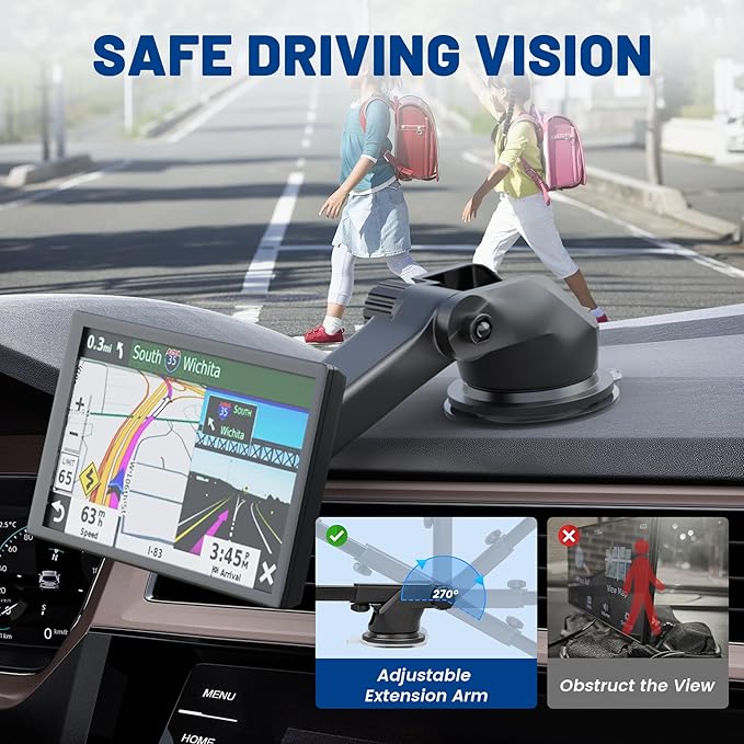 EWAY for Garmin GPS Mount w/Telescopic Extension Arm, Replacement Dash Ball - Image 3