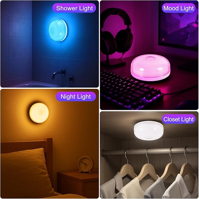 4-Pack Rechargeable Shower Light No Wiring, 15 RGBW Color Changeable Waterproof - Image 7