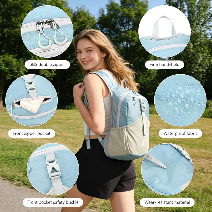 15L Small Hiking Backpack for Women Men Lightweight Packable Backpack Foldable - Image 3