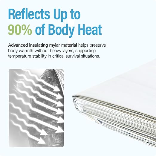 Ever Ready First Aid Mylar Rescue Blanket, Large Silver Thermal Sheet - Image 2