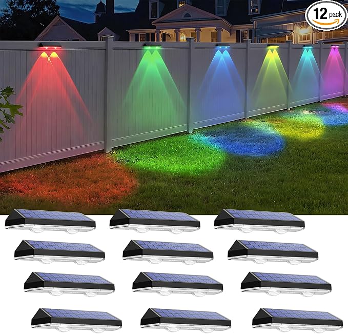 Solar Fence Lights Outdoor by LIANGLOME