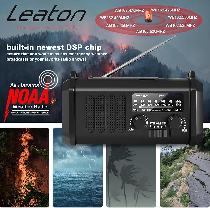 Leaton Emergency Hand Crank NOAA Weather Radio - Image 2