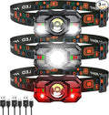 Rechargeable Headlamp Flashlight 3-Pack, 2000 Lumen Super Bright LED Headlight by Sogdeco