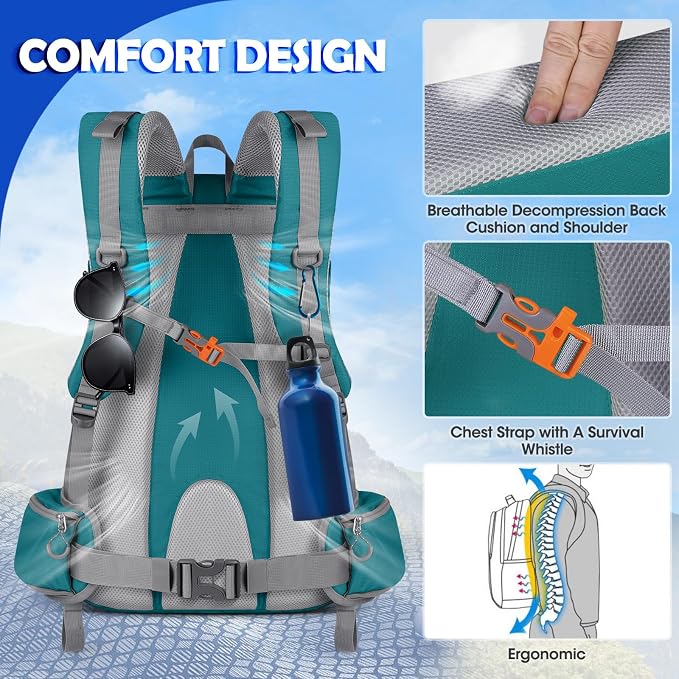 NUBILY 50L Hiking Backpack Waterproof Camping Backpack - Image 5