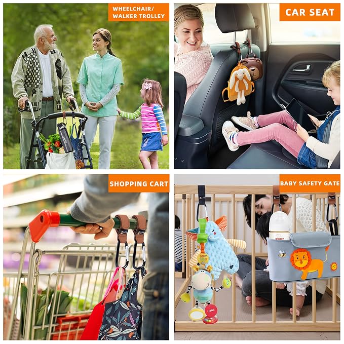 6 Pcs Baby Stroller Hooks for Hanging | Multipurpose Stroller Straps - Image 6