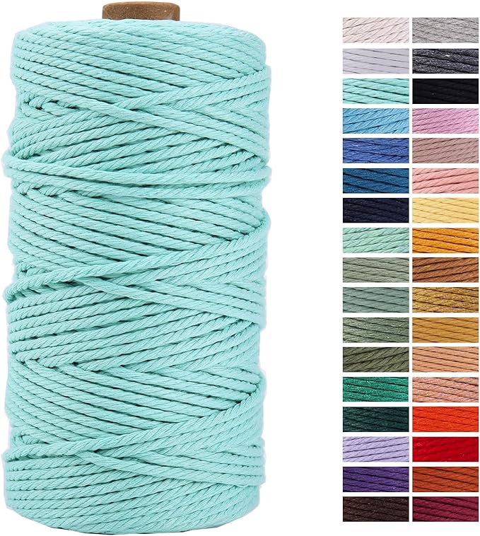 Light Blue Macrame Cord 3mm x 109 Yards, Colored Cotton Rope by AestheticDesignforYou