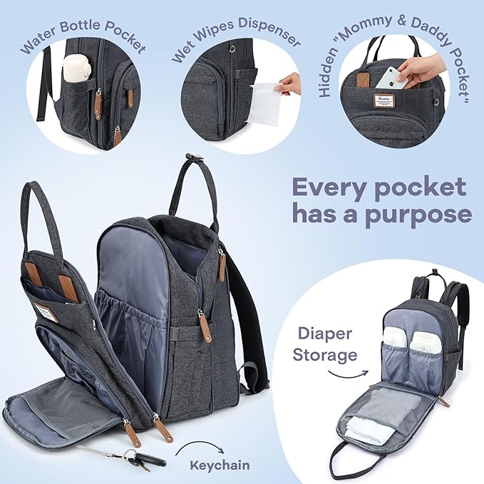 RUVALINO Diaper Bag Backpack-Expandable Baby Bag - Image 3