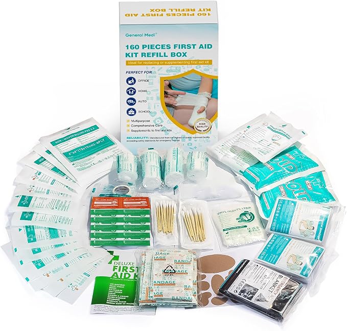 General Medi 160 Piece First Aid Kit Bag Refill Kit by GeneralMedi