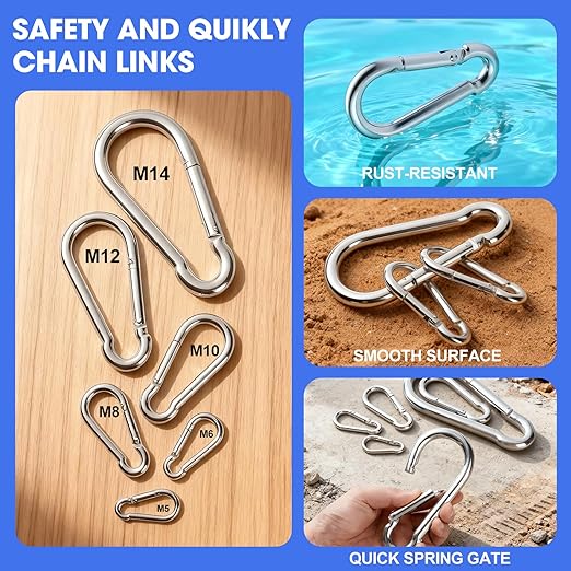 100Pack Spring Snap Hooks Carabiner, M5 3/16" Carabiner Clips Keychain Small 2" - Image 4