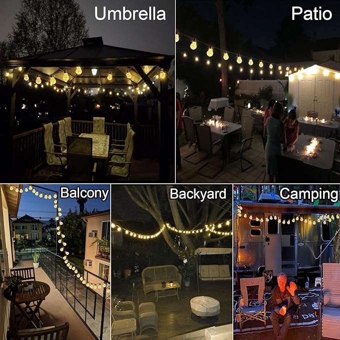 14ft Battery Operated 20 Hanging Bulb 100 LED String Lights, Vintage Commercial - Image 5