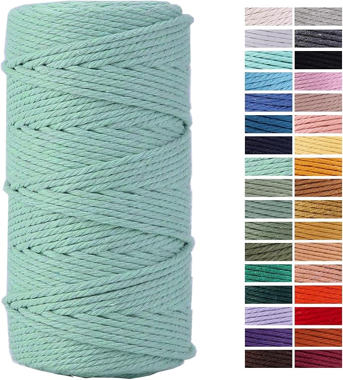 Light Green Macrame Cord 3mm x 109Yards, Colored Cotton Rope Colorful Cotton by AestheticDesignforYou