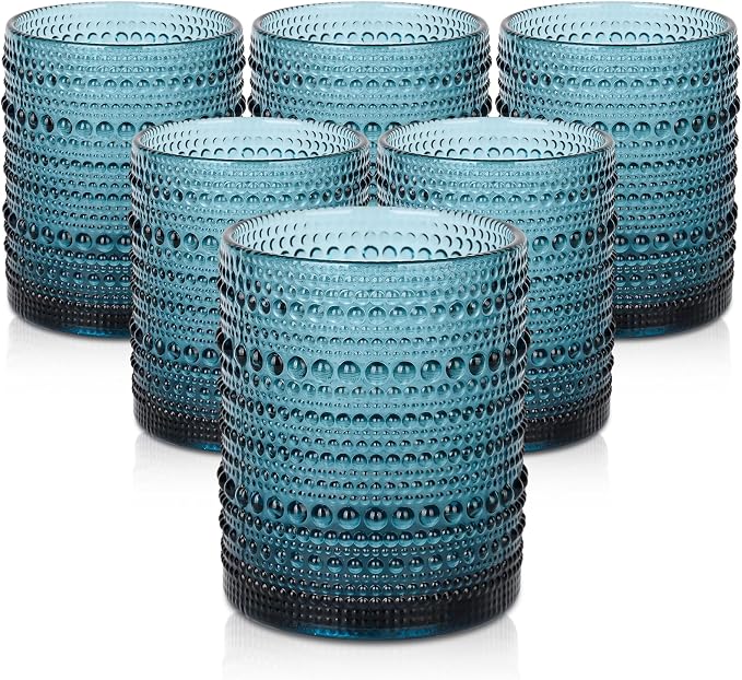 ZMOWIPDL Vintage Glassware Drinking Glasses Set of 6, 12 oz Hobnail Glass Cups by ZMOWIPDL
