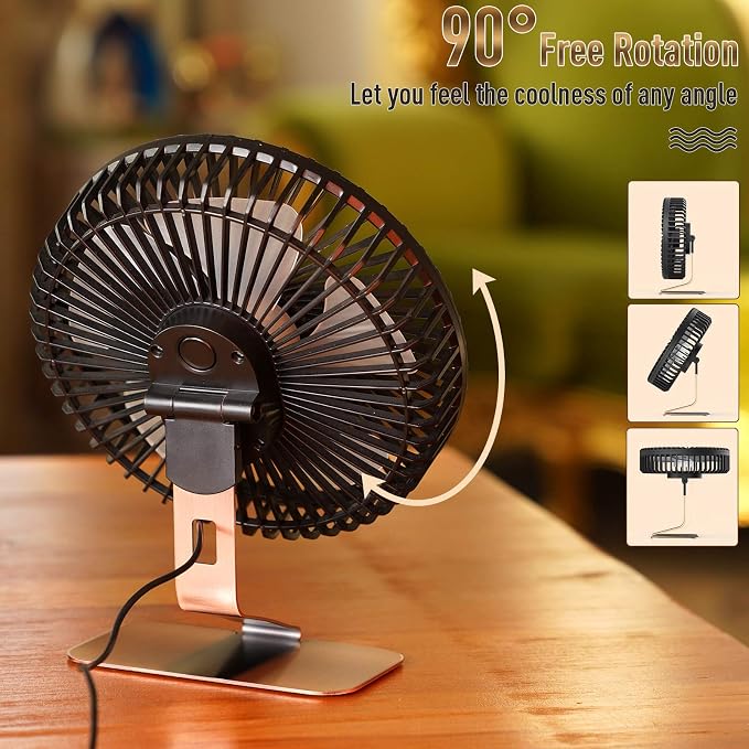 SLENPET 6 inch USB Small Desk Fan, 4 Speeds, Ultra-quiet, 90° Adjustment - Image 6