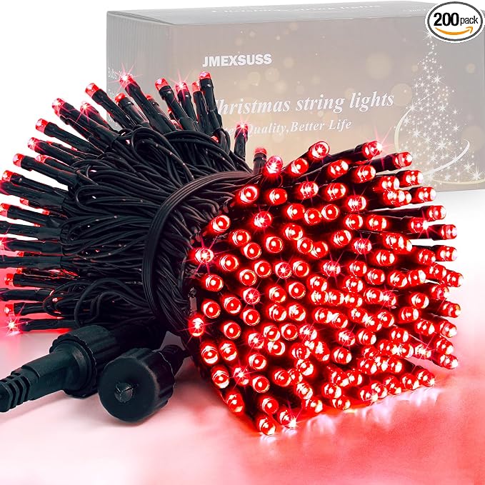 JMEXSUSS 200 LED Red String Lights Indoor Outdoor, 66ft Connectable LED Red by JMEXSUSS