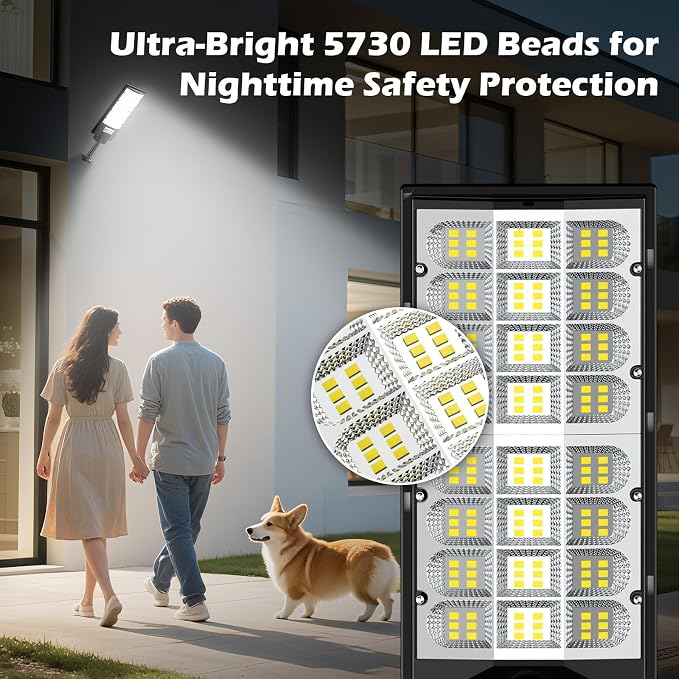 4-Pack Solar Street Lights Outdoor, 20000LM Waterproof LED Solar Flood Lights - Image 3