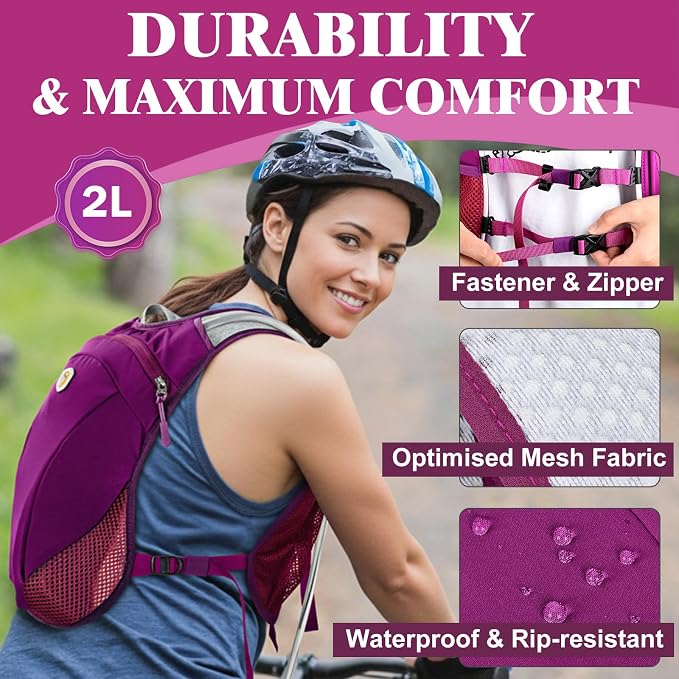 Hydration Backpack with 2L Water Bladder Bag, Lightweight and Breathable - Image 6