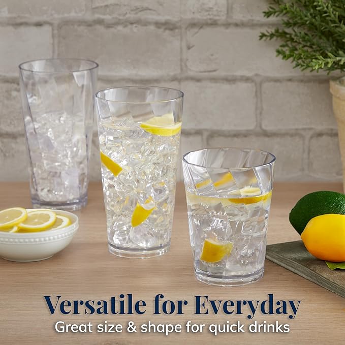 US Acrylic Optix Plastic Reusable Drinking Glasses 14oz Rocks & 20oz Water Cups - Image 3