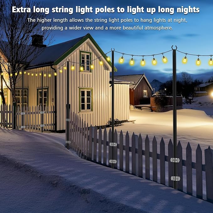 NUERPO 2 Pack String Light Poles, Metal Poles - Image 4