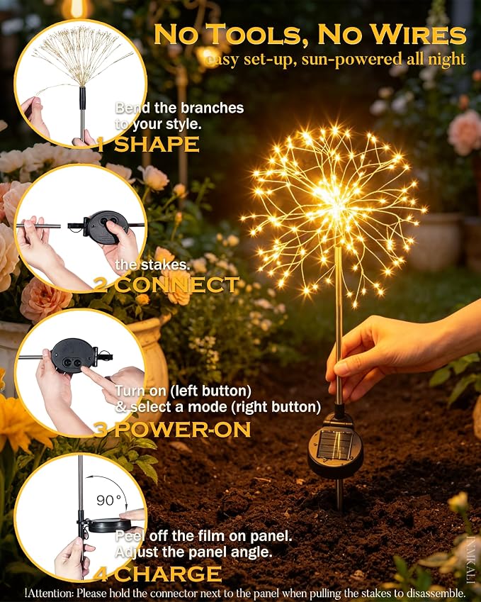 Solar Garden Lights Outdoor Yard Decorations, 2 Pack 150Leds Pathway Lights - Image 6