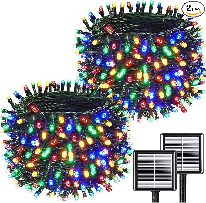 Upgrade 2Pack 200LED Solar String Lights by KAQ