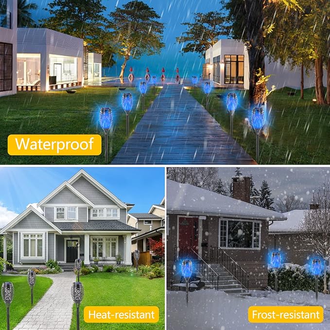 EOYIZW Solar Lights Outdoor, 8 Pack Blue Solar Torch Light - Image 4