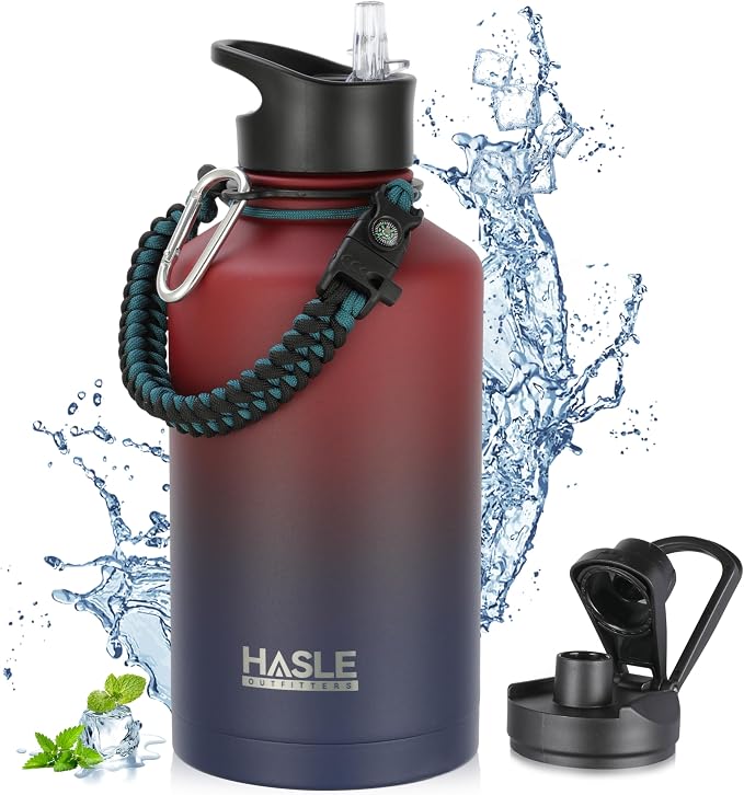 HASLE OUTFITTERS Half Gallon Insulated Water Bottles 64 oz, Stainless Steel by HASLEOUTFITTERS