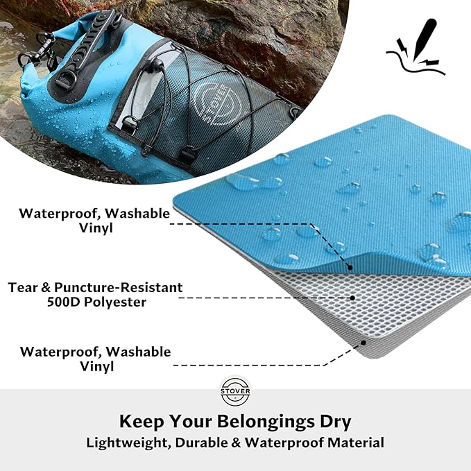 STOVER 5/10/25/30/40/55L Waterproof Dry Bag- Roll-Top Backpack w/Phone Case- - Image 2