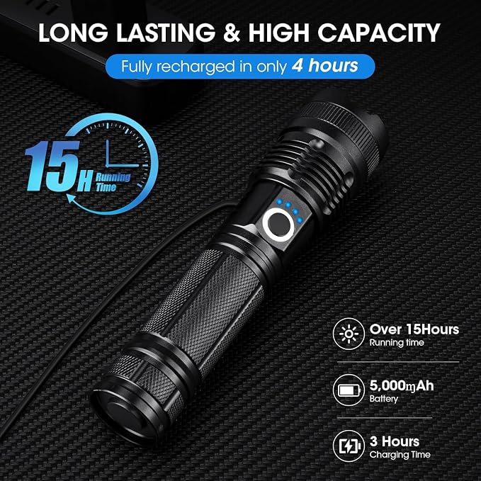 Rechargeable 99, 000 High Lumens Flashlight - Image 3
