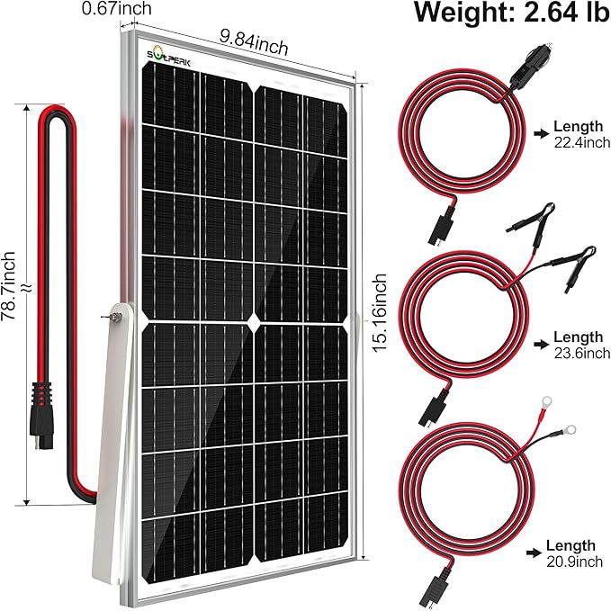 SOLPERK 15W Solar Battery Charger 12V Waterproof Solar Panel Charger + Upgrade - Image 6