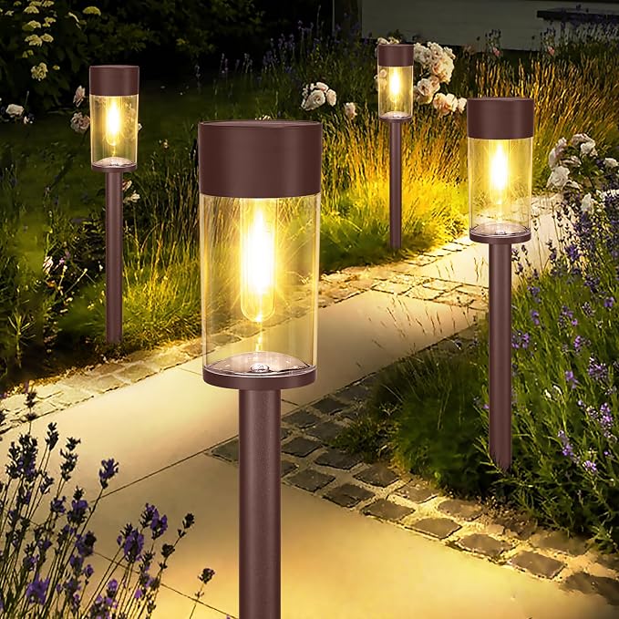 UME 2 Pack Solar Pathway Lights Outdoor, Bright Solar Garden Lights by UME