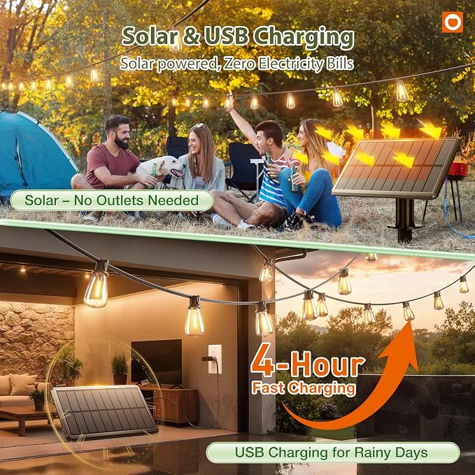 addlon 33 FT Solar String Lights Waterproof, Patio Light Solar Powered - Image 3