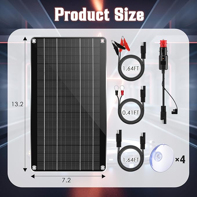 Saillong 10W 12V Solar Car Battery Charger Maintainer, Waterproof Solar Panel - Image 2