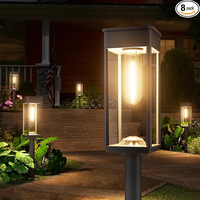 NEWMESSI 8 Pack Bright Solar Pathway Lights Outdoor, IP65 Waterproof Auto by NEWMESSI
