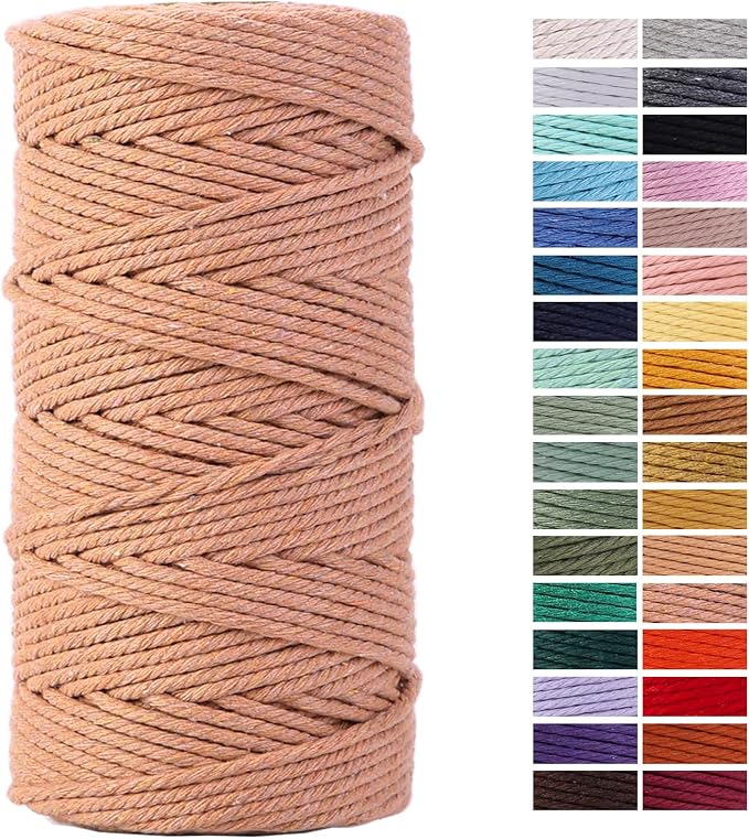Brick Red Macrame Cord 3mm x 109Yards, Colored Cotton Rope Craft Cord Colorful by AestheticDesignforYou