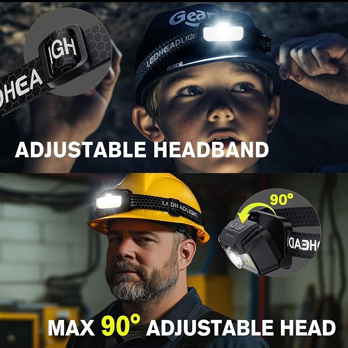 Favorlite 2 Pack Headlamp Rechargeable, 1300 Lumen Lightweight Bright - Image 4