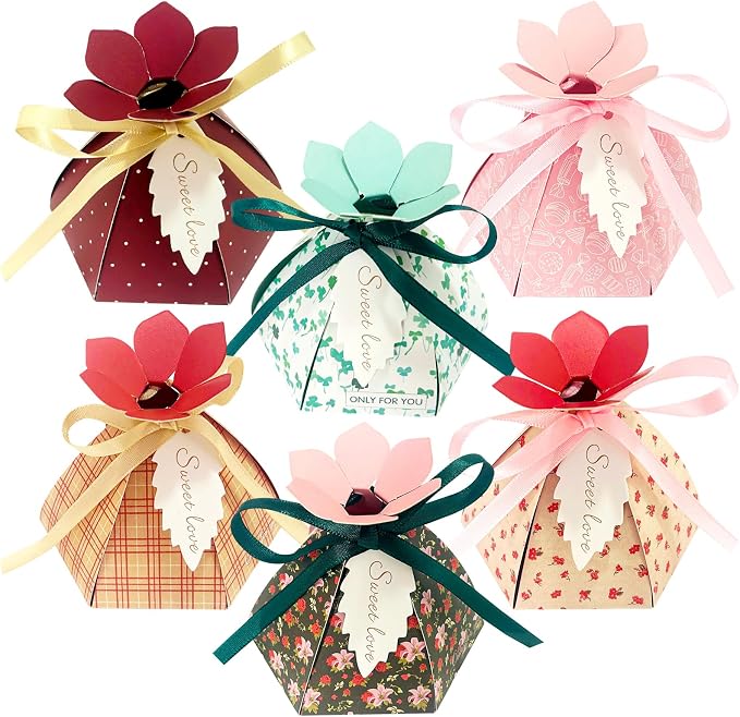48Pcs Party Favor Candy Box, Petal Shaped Gift Candy Box by CHolic