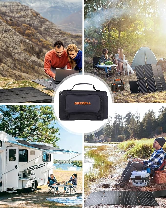 GRECELL 80W Portable Solar Panel, Foldable Solar Panel QC3.0 USB-A &Type-C Port - Image 9