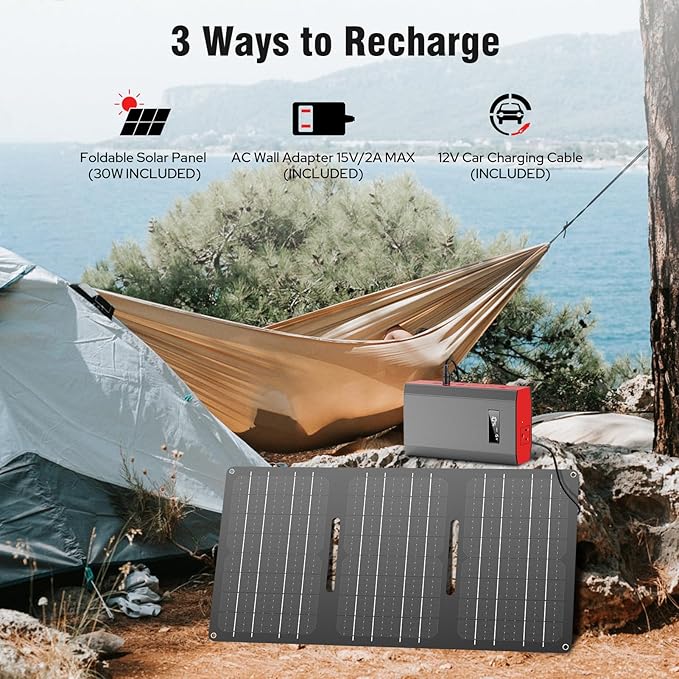 Portable Solar Power Bank with AC Outlet 65W 110V External Battery Pack - Image 5