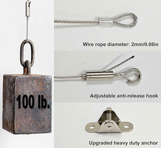 4 Sets Adjustable Hanging Wire Kit, Stainless Steel Multipurpose Suspension - Image 3