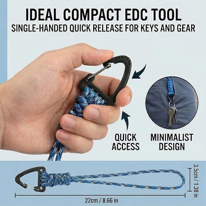 3-Pack Tactical Paracord Carabiner Keychain – Adjustable Rope Lanyard - Image 4
